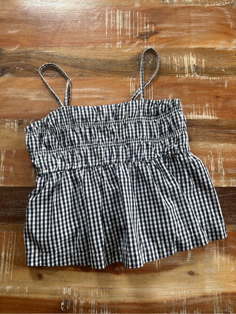 abercrombie kids navy & White Gingham peplum top